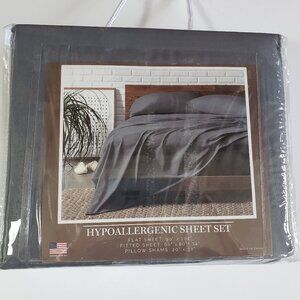 Hypoallergenic Gray  Queen Sheet Set - New in Zippered Bag